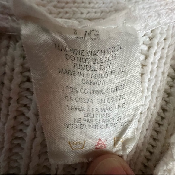 Vintage Northern Refections 100% Cotton V-Neck Cable Knit Cardigan Size Large - Picture 4 of 6